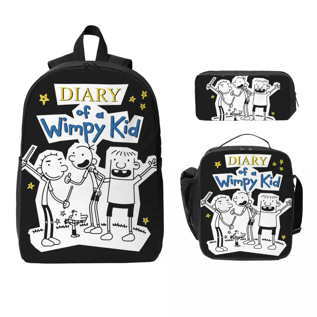 

Diary Of A Wimpy Kid Wimpy Kid Group Backpack Student BookBag School Bag Shoulder Bags 3ps Insulated Lunch Bag Pencil Case