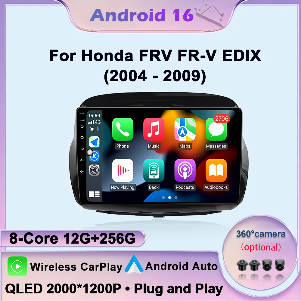 Android OS Auto radio For Honda FRV FR-V EDIX 2004-2009 Car Radio Multimedia GPS Navigation Wireless Carplay Bluetooth 4G Wifi