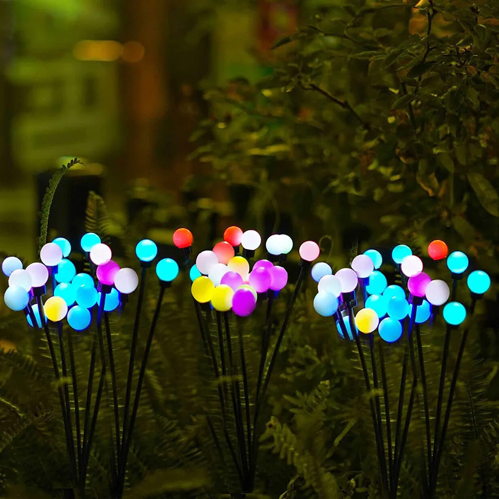 Luz Solar led para decoración de jardín al aire libre, luces de paisaje, fuegos artificiales, lámparas de césped, casa de campo, decoración de