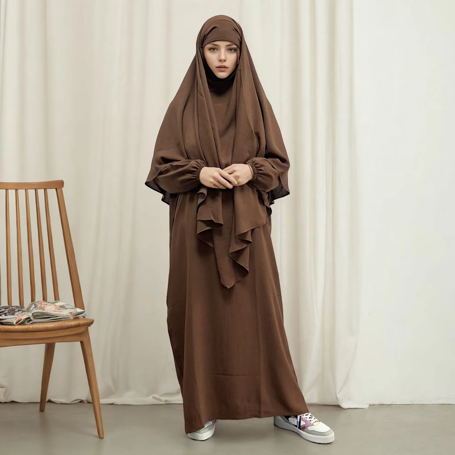 

Muslim Women 2 Piece Set Prayer Garment Khimar Abaya Eid Djellaba Turkey Kaftan Ramadan Islam Clothing Hijab Dress Jalabiya Robe