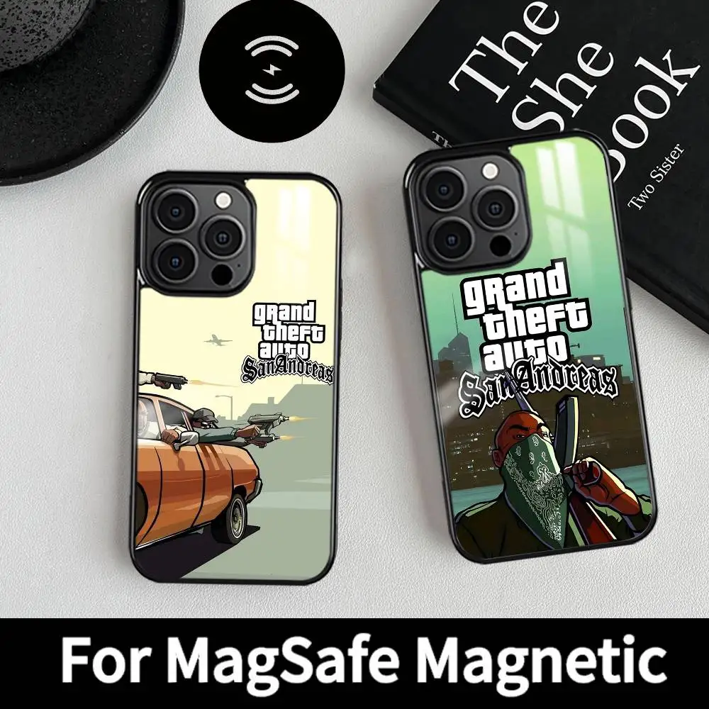 حافظة هاتف G-GTA 6 Vice City MagSafe مغناطيسية لهاتف iPhone 16 15 14 13 12 11 Pro Plus Max شاحن لاسلكي صغير Funda #5