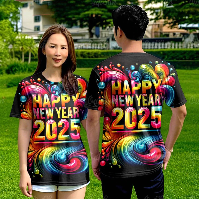 2025 Chinese New Year Festival T Shirt For Men's Clothes Crewneck Pullover Women T-shirt Funny Snake Happy Year Gift Tee Tops