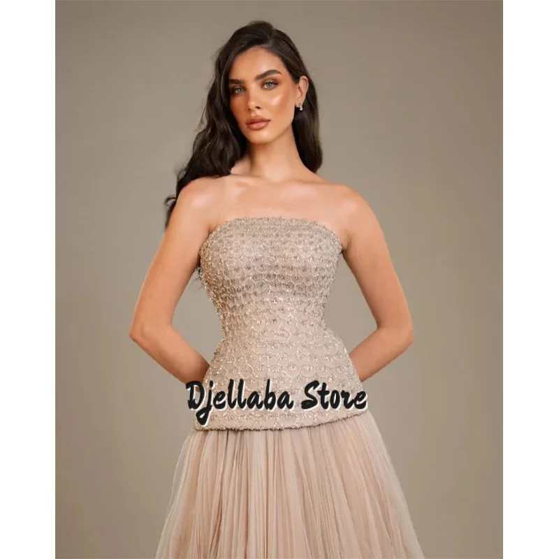 ชุดราตรีสองชิ้นสไตล์วินเทจประดับลูกปัดวิบวับจากดูไบ ชุดราตรีทรงเอไลน์จับจีบแบบพับได้ ชุดราตรีทรงยาวลากพื้น