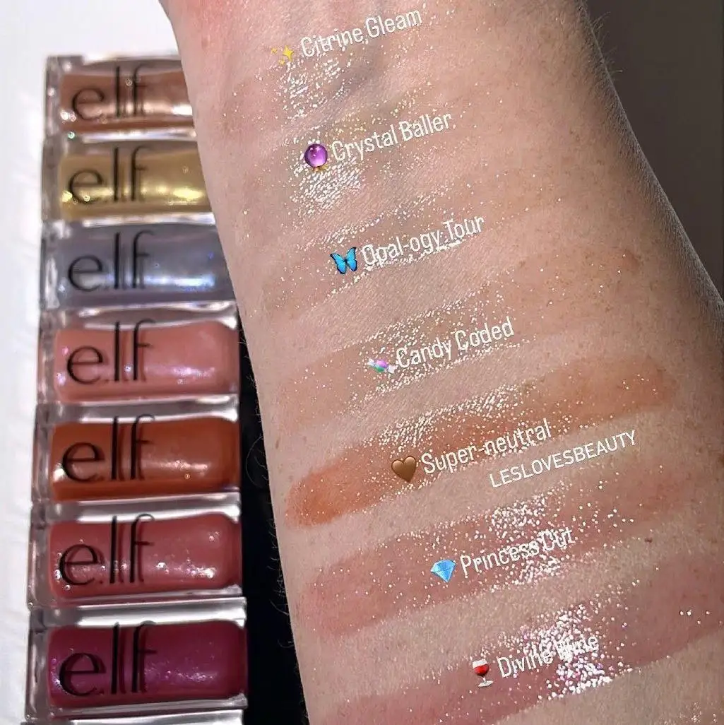 e.l.f. Olio Labbra Illuminante Super Lucido, Gloss Colorato Idratante Non Appiccicoso, Olio Labbra Nutriente ad Alta Lucentezza con Mandorle