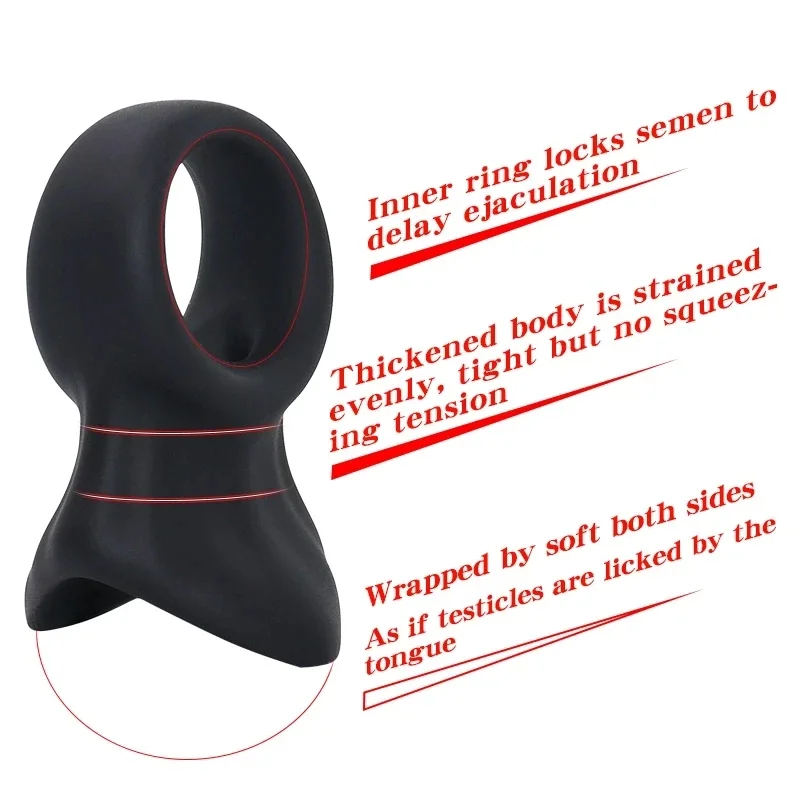 Male Semen Lock Penis Ring Scrotum Cock Ring Bondage Erection Delay Ejaculation Reusable Enlargement Ball Stretcher BDSM Sex Toy view 5