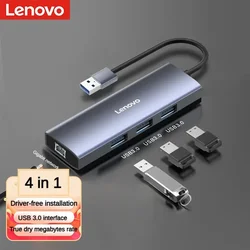 Lenovo XiaoXin USB3.0 Spliter Expansion Dock Station Gigabit Network Port RJ45 Wired LAN Adapter Laptop USB 4 in 1 Convertor