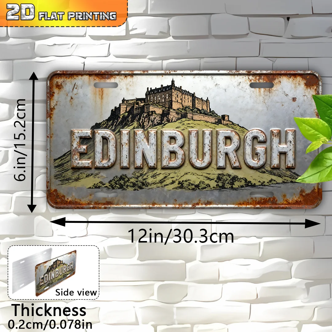 2D Flat - 1pc, 2D Flat Printing, Vintage Sign, Outdoor Wall Decoration, Edinburgh Symbol, Home Decoration, Scottish Capital Art,