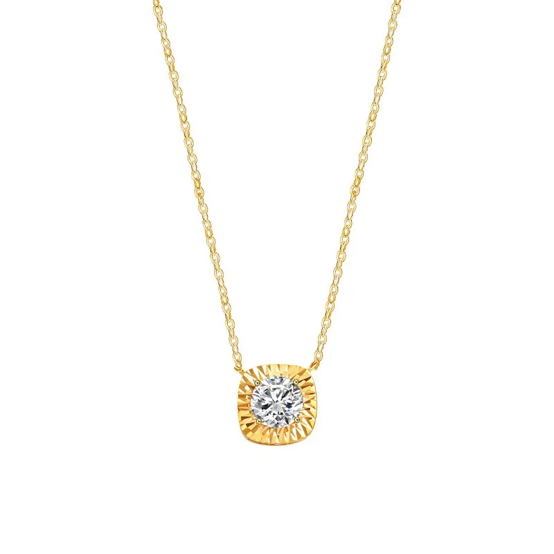 

ZFSILVER Classic 925 Silver Luxury Moissanite Simple Irregular Square Necklace Charm Women Accessories Party Jewelry Gift MS1164