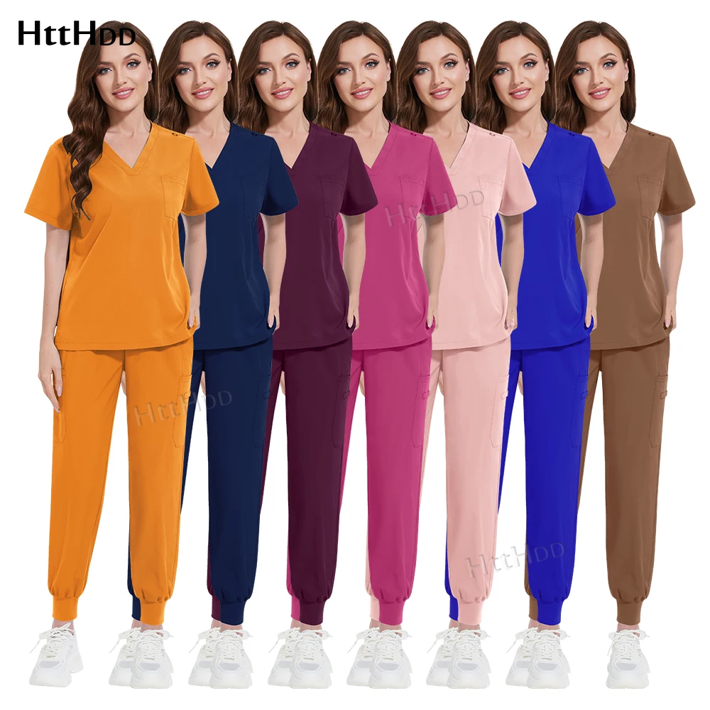 Multicolour Nursing Uniform Women Joggers Sets Dental Clinic Hospital Nurse Uniform Pet Shop Medical Uniforms Workwear Set Scrub