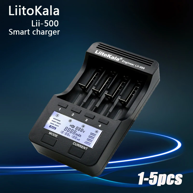 

1-5PCS LiitoKala Lii-500 Smart Battery Charger LCD Display for 18650 26650 16340 18350 3.7V 1.2V Test battery capacity