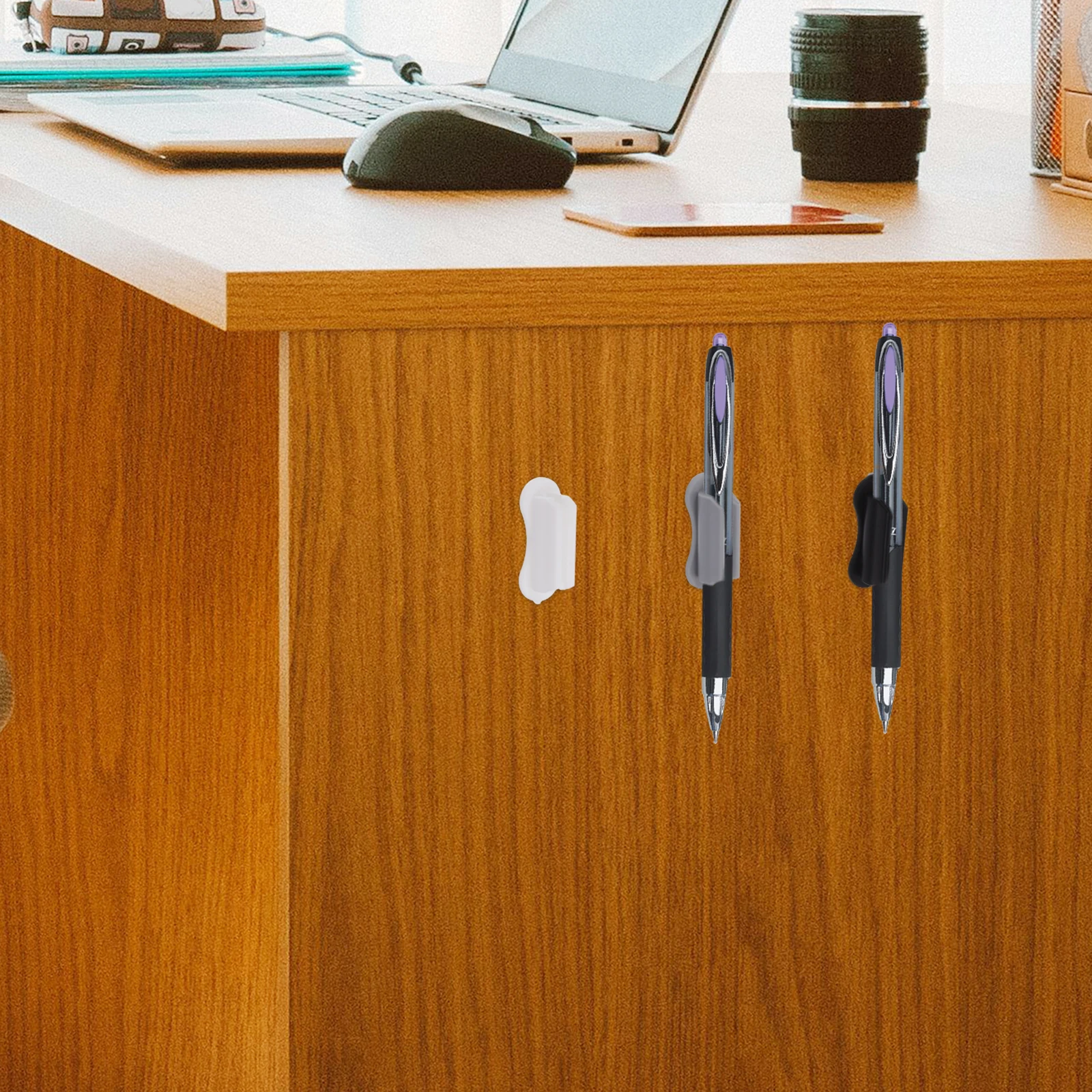 

6 Pcs Self-adhesive Pen Holder Desk Clipboard Attachment for Notebook Pencil Style Wall Mouted