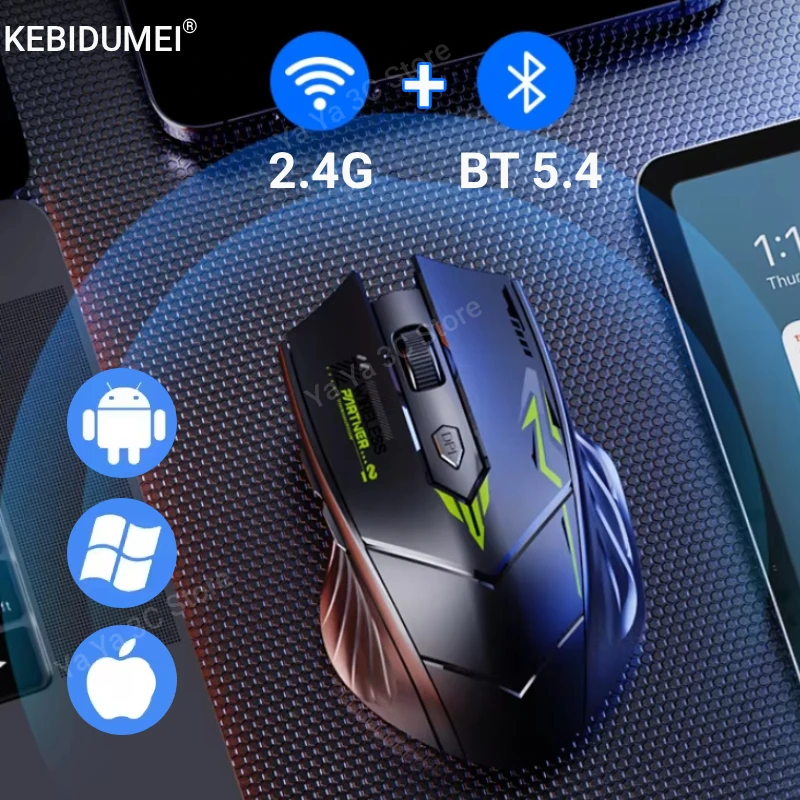 Wireless Gaming Mouse Bluetooth 5.4 Dual-Mode 2.4G Wireless Mouse Rechargeable 1600DPI Ergonomic Gamer Mice For PC Office Laptop