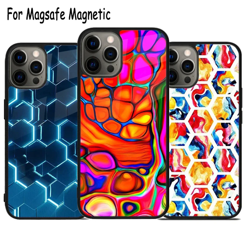 Abstract เคสโทรศัพท์ MagSafe ชาร์จไร้สายสำหรับ iPhone 15 16 14 13 11 12 Pro Max PLUS