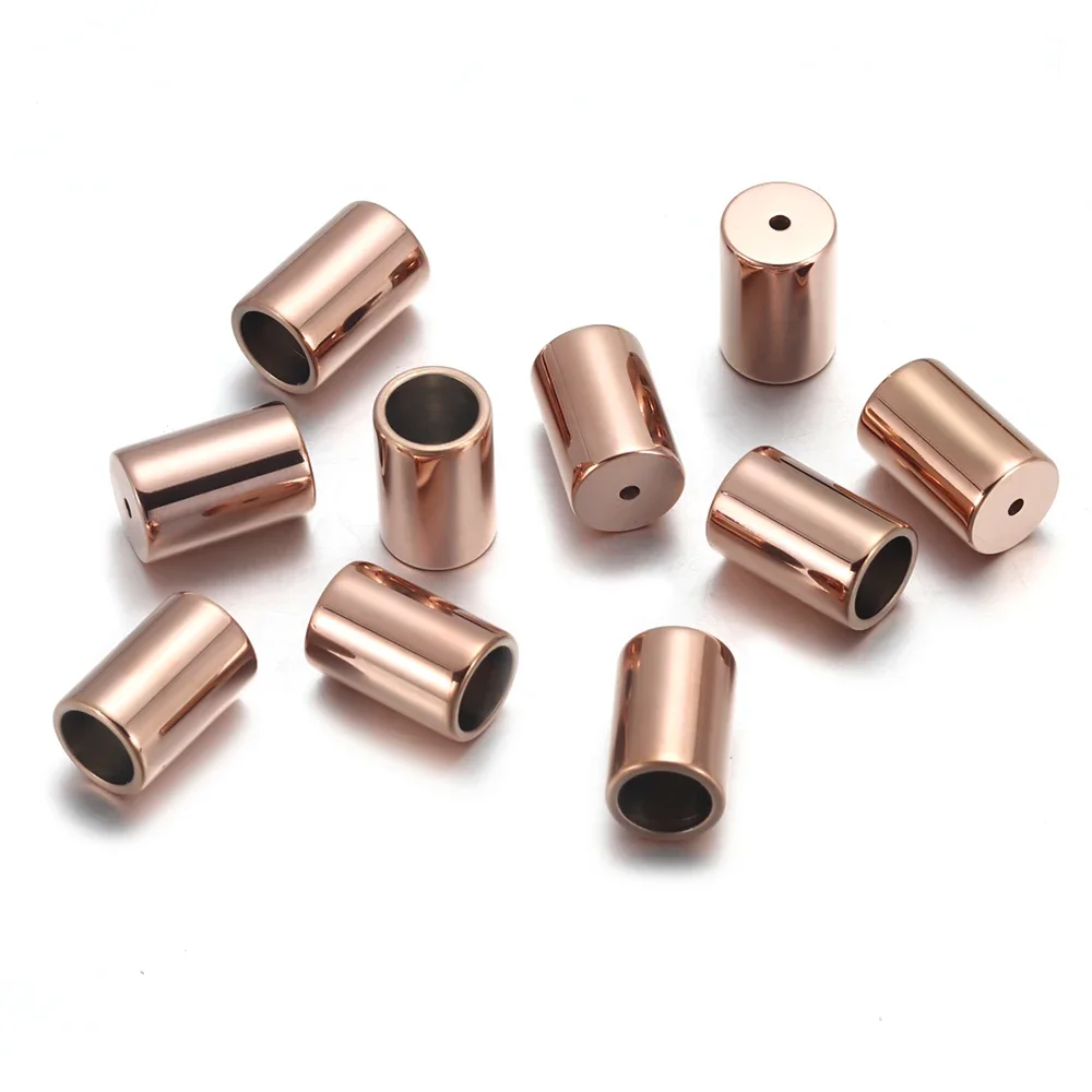 Stainless Steel 6mm / 1mm Tube Beads for Connect Leather Cord End Beads Spacer for Bracelet Jewelry Making Accessories