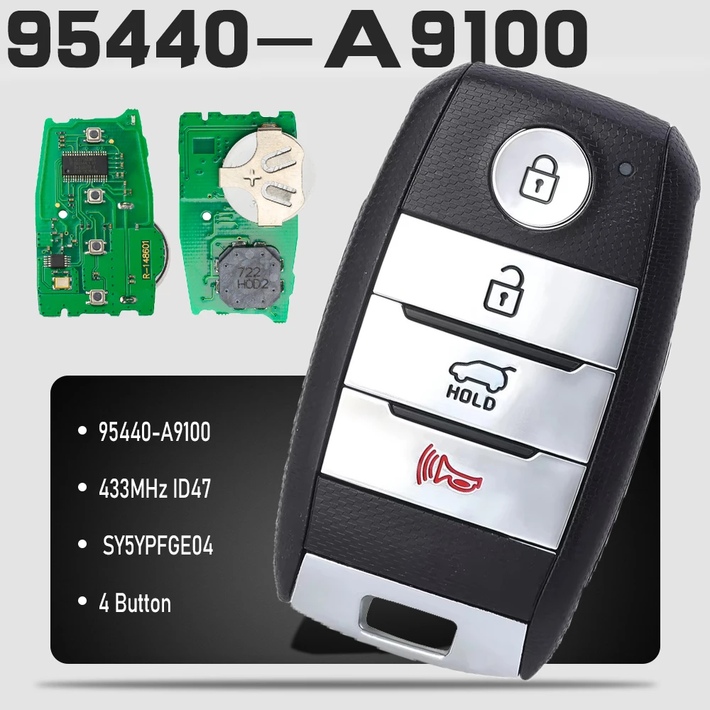 

KEYECU 95440-A9100 Smart Remote Key 433MHz ID47 4 Button Keyless Fob for Kia Sedona 2015 2016 2017 2018 2019
