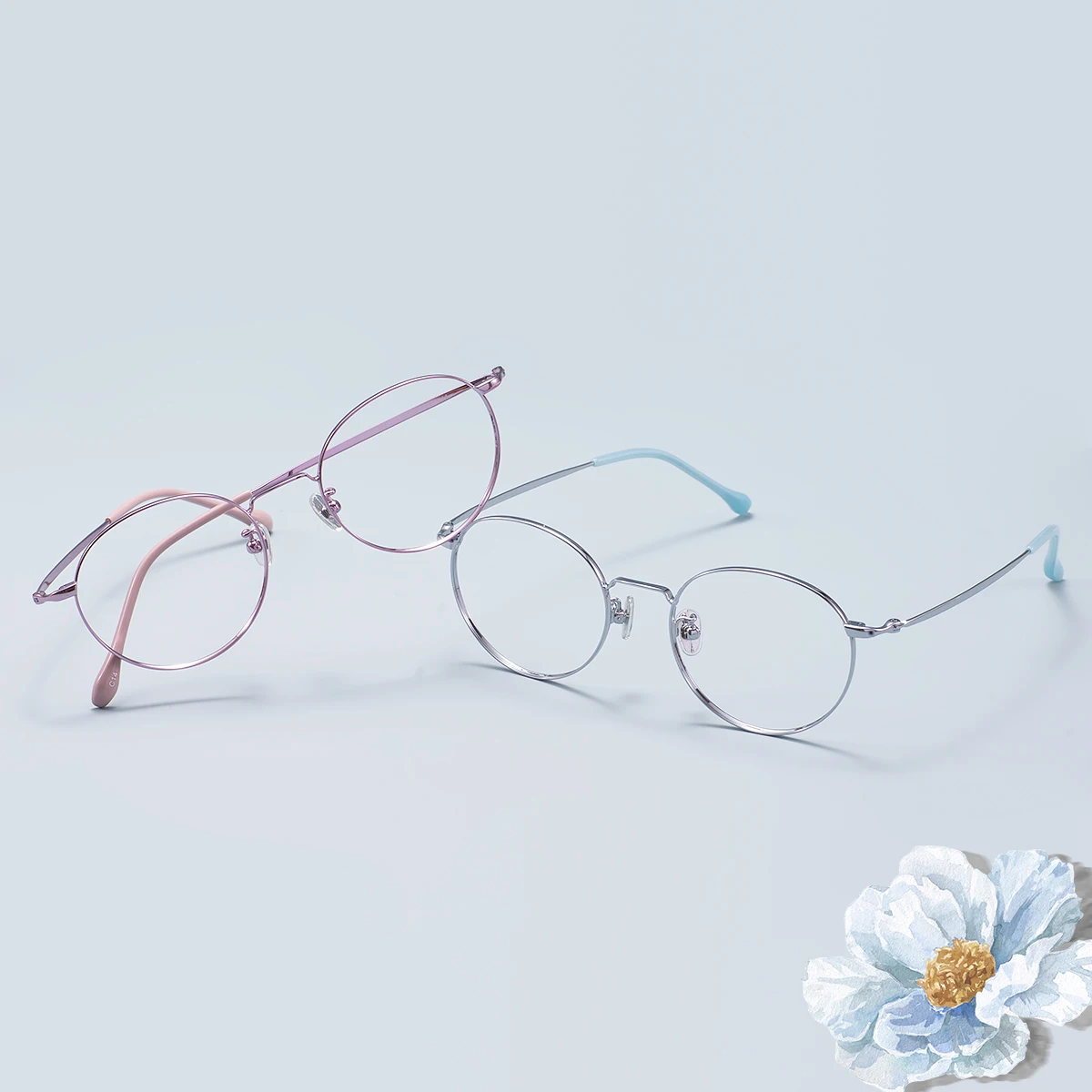 Metal Frame And Titanium Temples Round Large Men And Women Colorful Full Rim Glasses Frames For Prescription Lenses