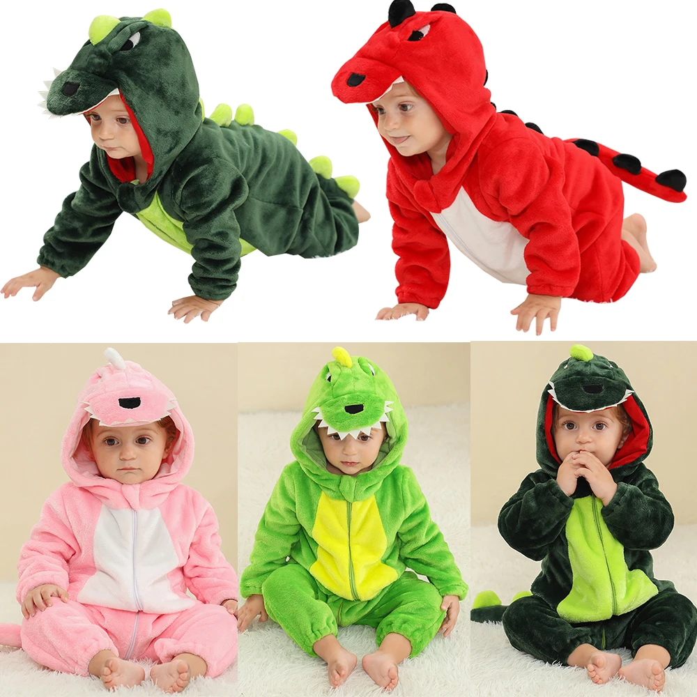 

Толстовка с капюшоном, фланелевые боди, костюм динозавра, комбинезон для детей от 0 до 2 лет, одежда для новорожденных, цельный комбинезон, одежда для сна на Хэллоуин