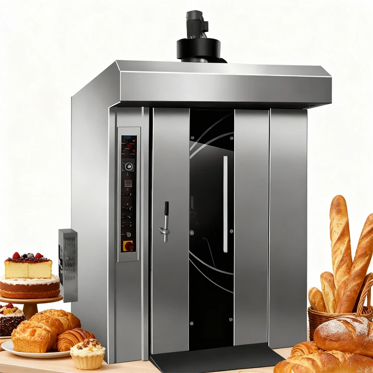 -For Industrial 32-tray Electric Rotary Oven Motor Bakery Rotary Rack Oven for Pizza Biscuit Cookie Bread Baking  Brand 1 Year^