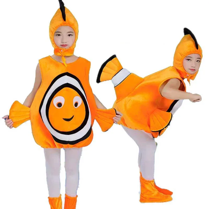 

New style Children's Clownfish Nemo cos Costume Halloween Marine Animal Nemocos Costume Finding Nemo Parent-child Costume Stage