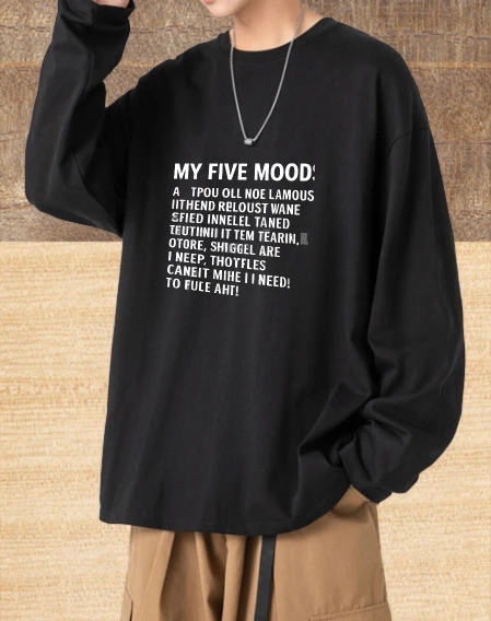

Футболка для мужчин, осенняя спортивная повседневная футболка с длинными рукавами и графическим рисунком My Five Moods Спортивная мужская винтажная одежда Футболка с принтом в готическом стиле