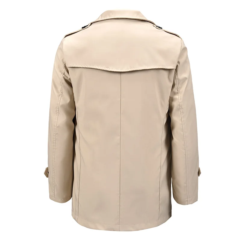 Men's Windbreaker Jacket Vintage Black Khaki Spring Autumn Business Trench Male Double Breasted Retro Classic Long Coat Thick