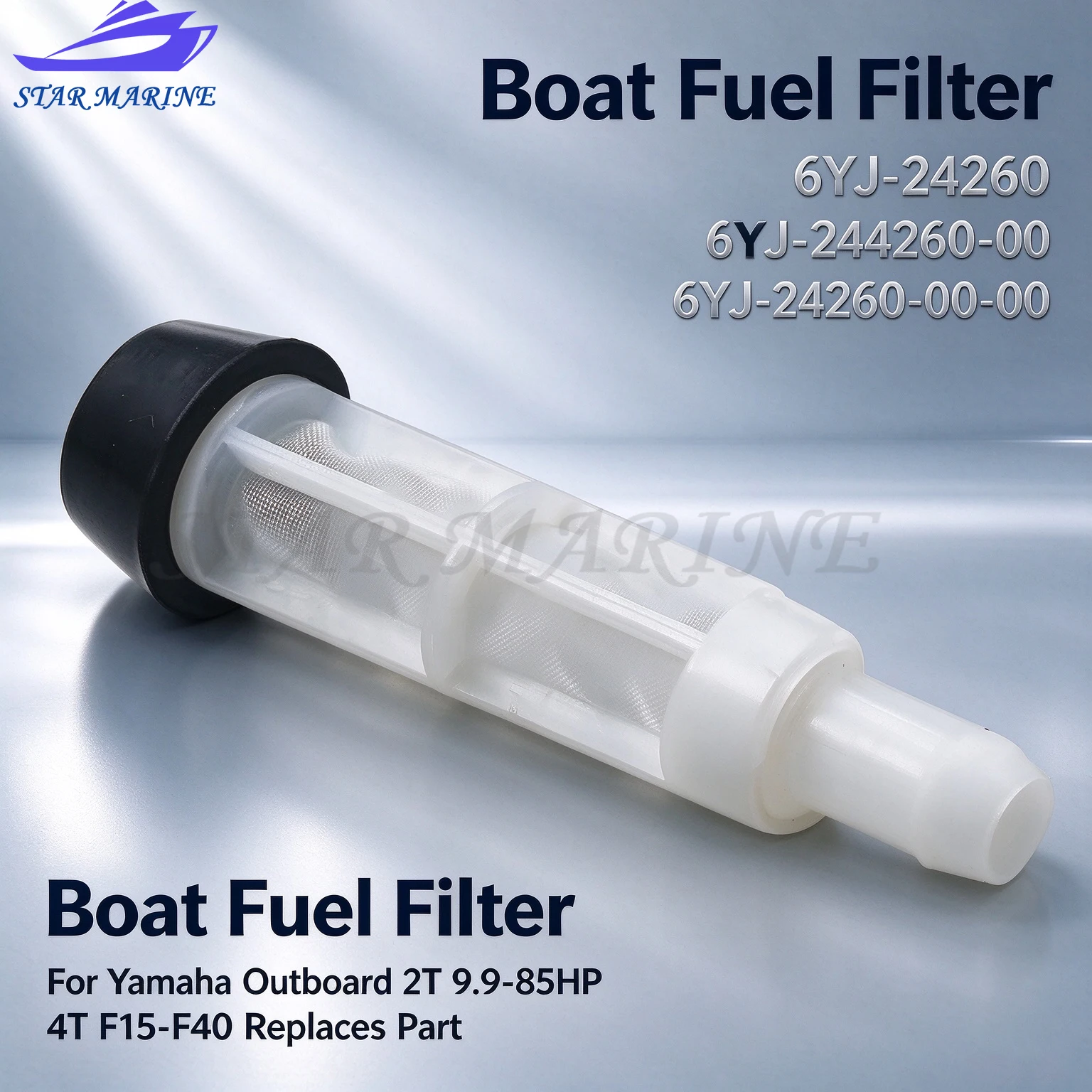Boat Fuel Filter 6YJ-24260 6YJ-244260-00 6YJ-24260-00-00, 4PCS For Yamaha Outboard 2T 9.9-85HP 4T F15-F40 Replaces Part