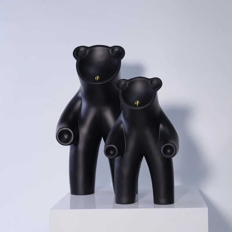 Modern simple cartoon polar bear sculpture resin animal ornament, home living room open cabinet decoration