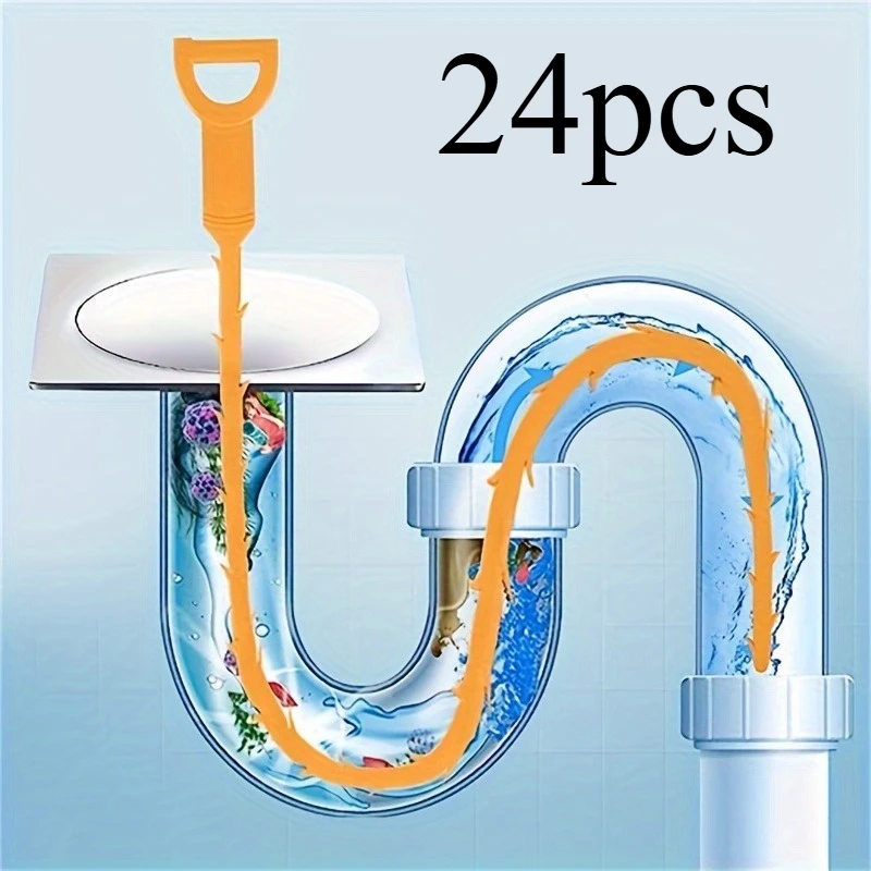 24pcs Powerful 19.6 Inch Drain Clog Remover Tool Bath Tub - Instantly Clear Blockages and Save Time and Money