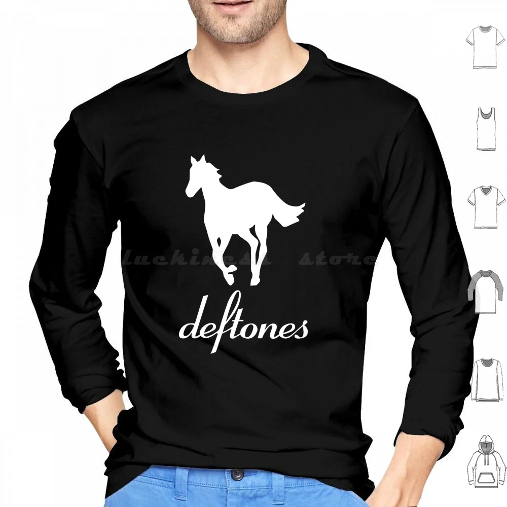 H O R S E W H I T E Hoodies Long Sleeve Deftones Band Deftones Tour White Deftones Deftones Deftones Deftones Deftones