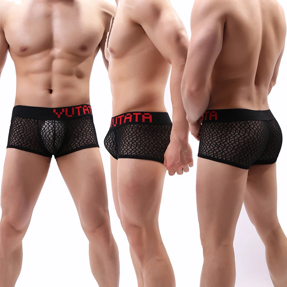 Sexy Männer Boxer ultra dünne transparente Unterwäsche weiche Shorts Unterhose niedrige atmungsaktive Höschen Homosexuell erotische Dessous