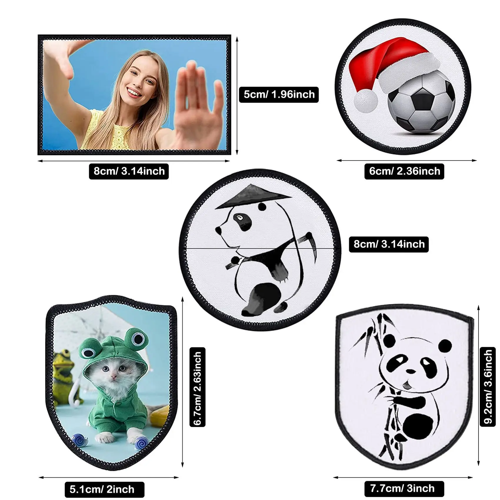 

ABKS-180Pcs Sublimation Blanks Patches Fabric Iron-On Patch Blanks Repair Blank Patches For DIY Hats Shirts Shoes Supplies