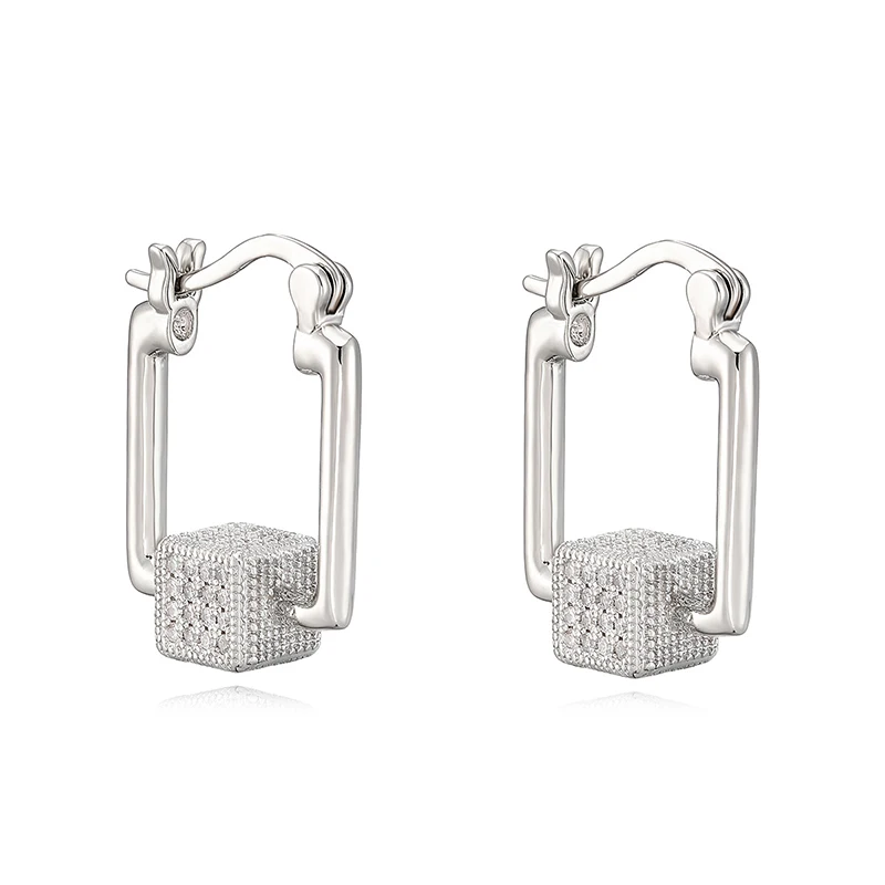 GANPUP Minimalistische Geometrische Quadratische Weiße Zirkon-Creolen für Frauen Koreanische Mode Neuer Schmuck Damengeschenk Party серьги – Detail 6