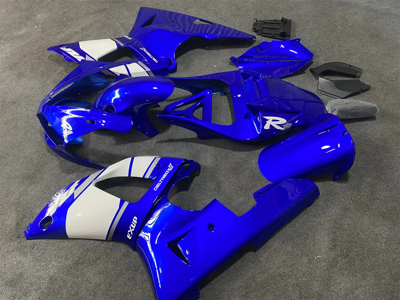 Kit de carenado para motocicleta Yamaha R1 00-01 YZF1000 2000 2001, color azul y blanco