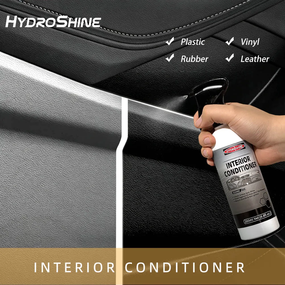 Hydroshine Interior Conditioner Car Care Leather Vinyl Plastic Rubber Restorer Dashboard Door Panel Interior Detailer