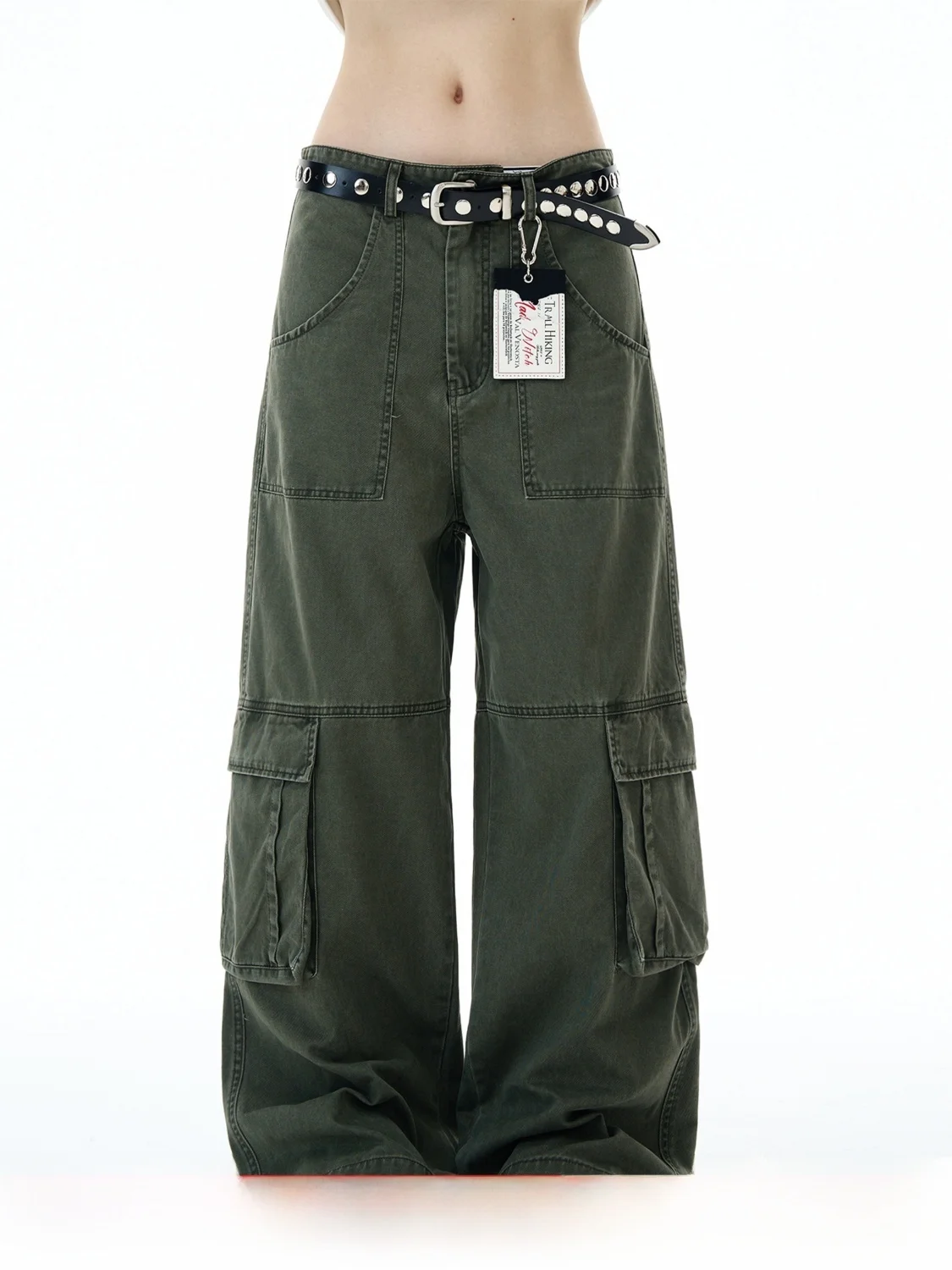 

MADWITCH Vintage American Loose Straight Leg Multi-ket Work Trousers Men's Women's Waed Jeans Youthful Energy Sle