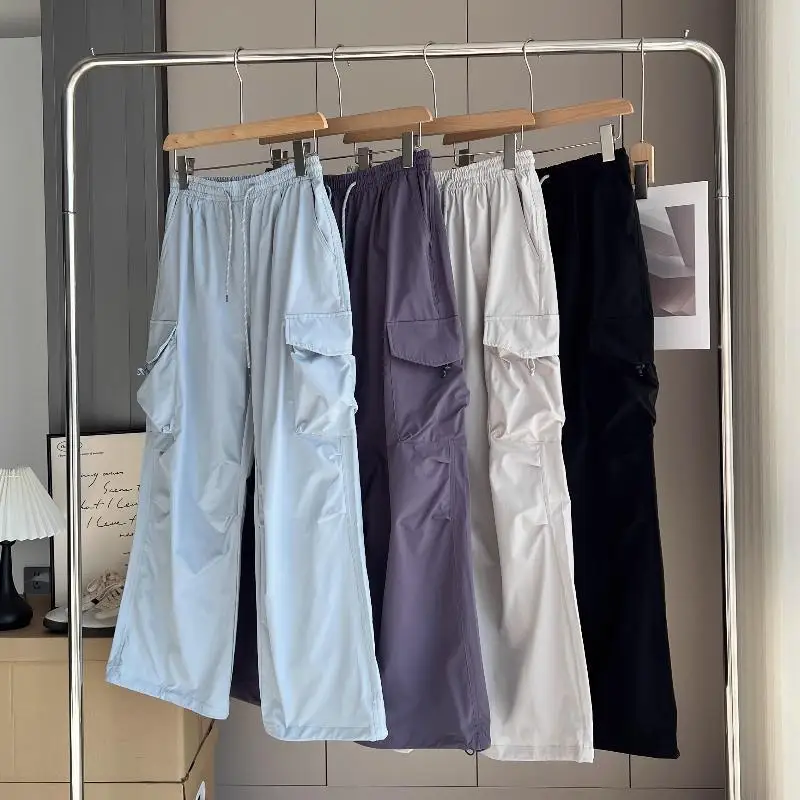 

Мужские брюки-карго большого размера, прямые брюки для активного отдыха, защита от солнца, ветрозащитные, быстросохнущие, повседневные брюки, летняя рабочая одежда