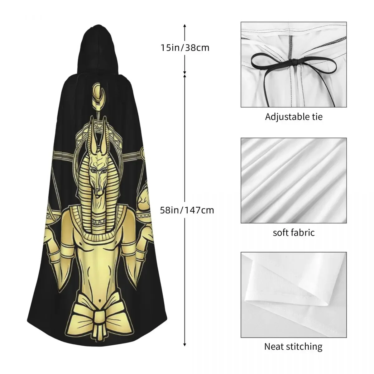 Custom Egyptian God Ra And Seth Long Hooded Cloak Witch Medieval Costume Cosplay Cape HalloweenVampire Adult Unisex
