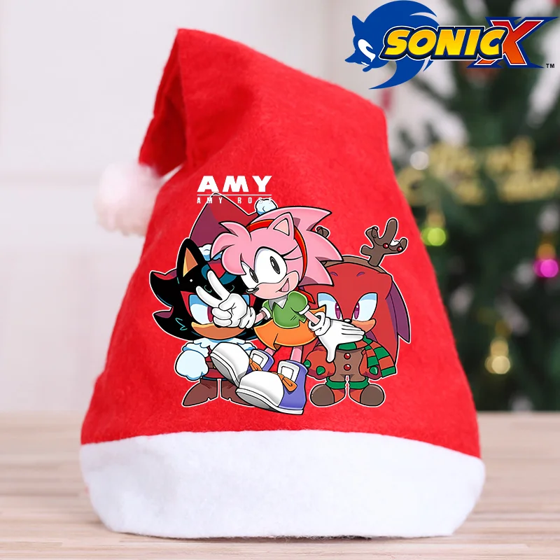 New Sonics Christmas Hats Santa Hat Cartoon Anime Graphic Print New Year Dinner Party Home Decor Xmas Ornament Decorations Gifts