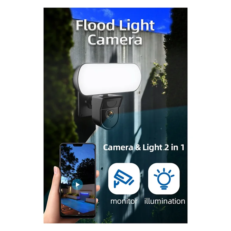 

FEDI-Outdoor Wifi 3MP Tuya Floodlight Camera Security Surveillance Garden Wall Lamp Waterproof Smart Sensor Light Protection