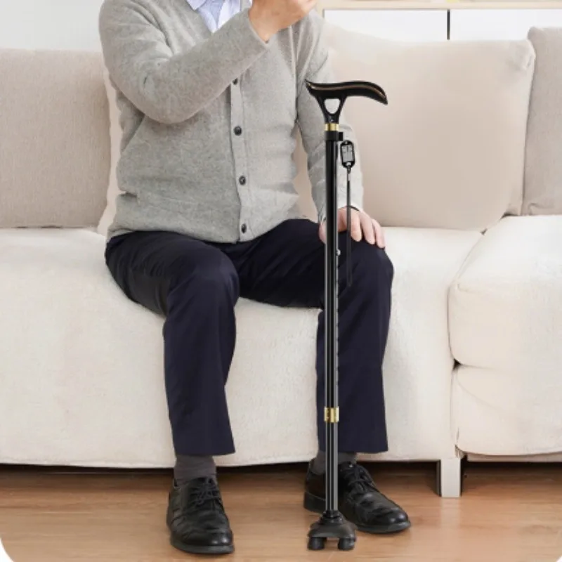 

Lightweight Men's Crutch LED Light Folding Walking Stick Adjustable Height Anti-Slip Collapsible Crutch Walking Cane for Elderly