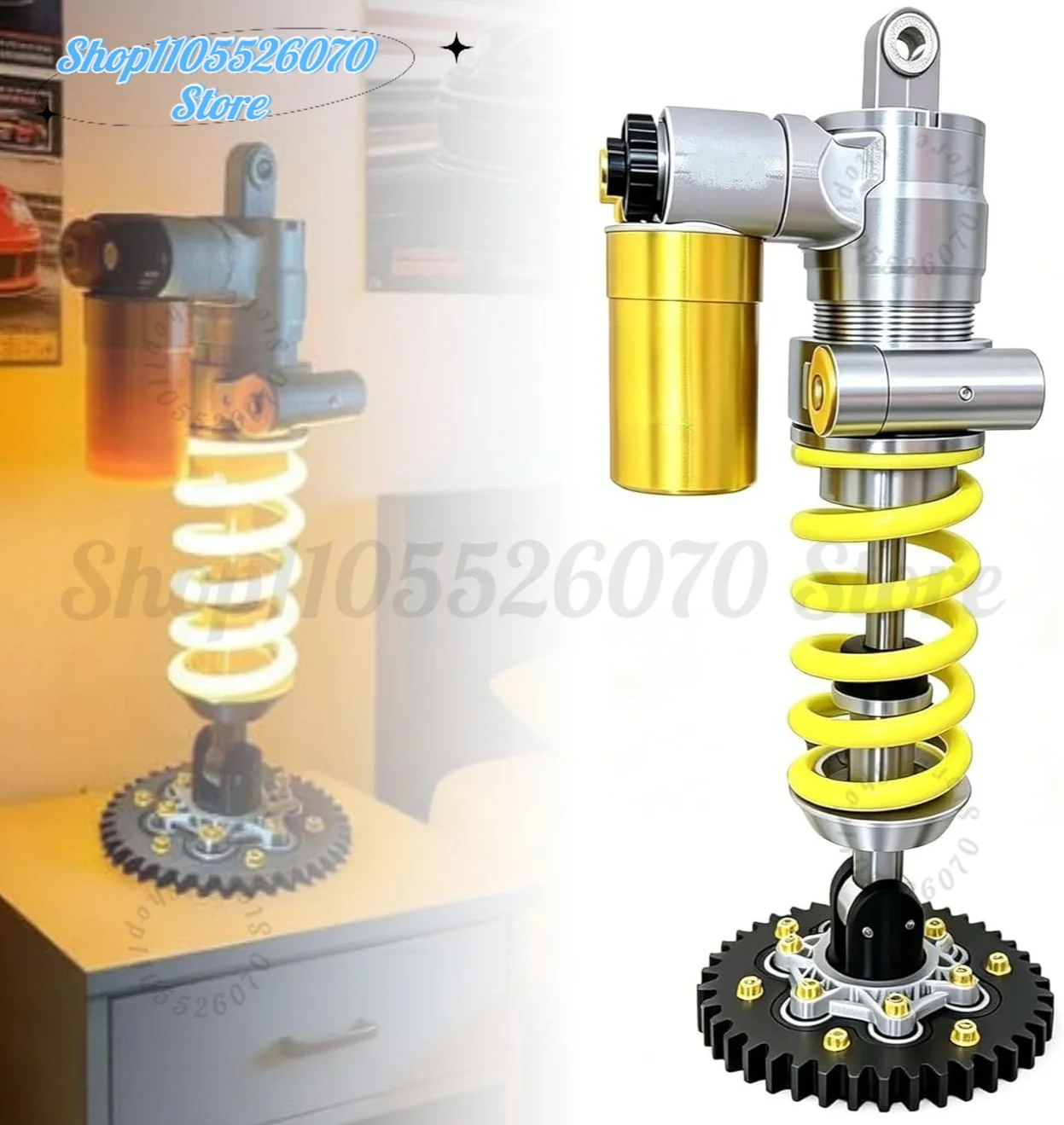 

Suspension Shock Absorber Desk Lamp – Industrial Style LED Night Light for Gaming Room, Garage & Car Lovers Gift