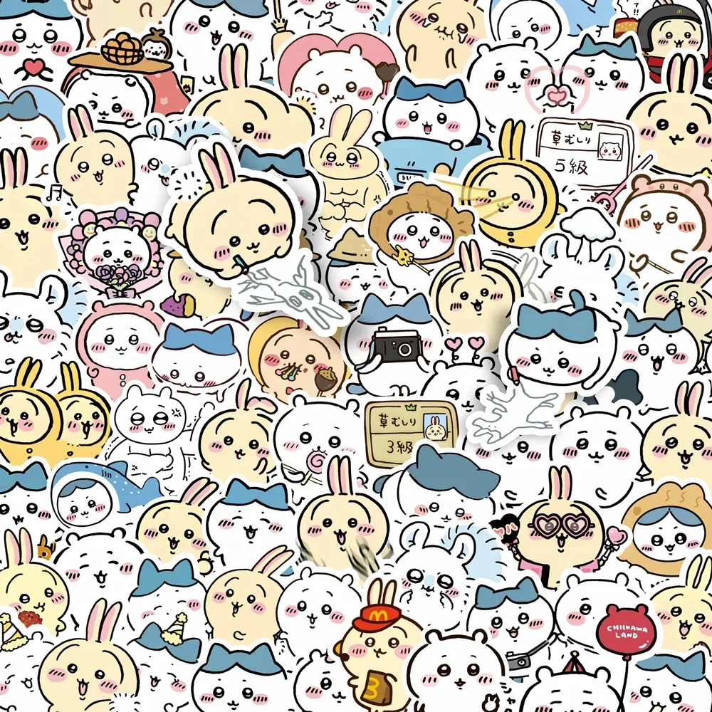 

100 шт. Неповторяющиеся мультяшные наклейки Chiikawa, милые стикеры для DIY-декора, для кружек, скейтбордов, кавайные детские игрушки, украшения