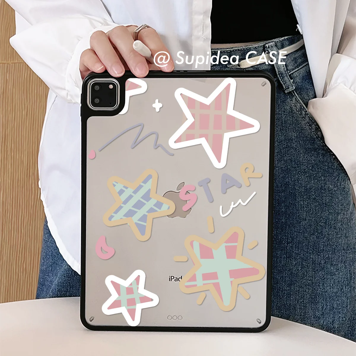 

Korean Wind Star Solid Color Border Y2K Cover For iPad Pro 13 11th M5 M4 12.9 A16 10 8 7 9th 10th Air 11 M2 M3 Mini Tablet Case