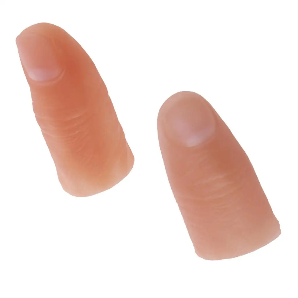 2Pcs Funny Thumb Tip Finger Trick Joke Toy Supply Soft Props