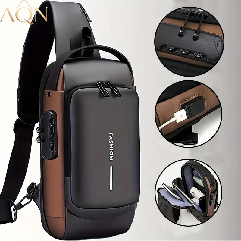 AQN Anti-Theft Crossbody Chest Bag for Men Business Sling School Travel Cycling Hiking Camping Multi-Pocket Backpack