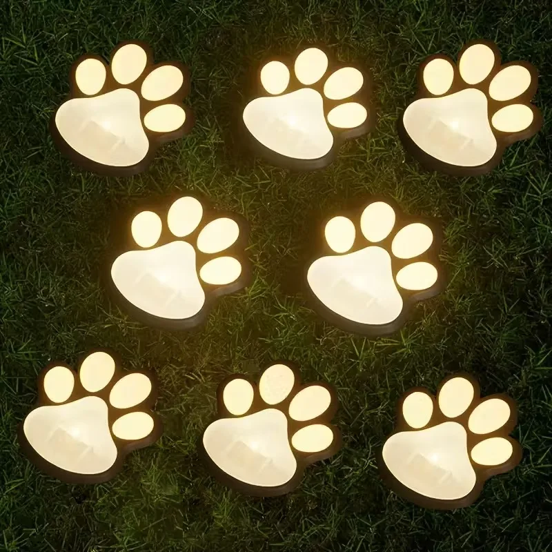 4PCS LED Solar Outdoor Light Waterproof Animal Paw Print Lamp for Garden Lawn Patio Summer Camping Home Decoration