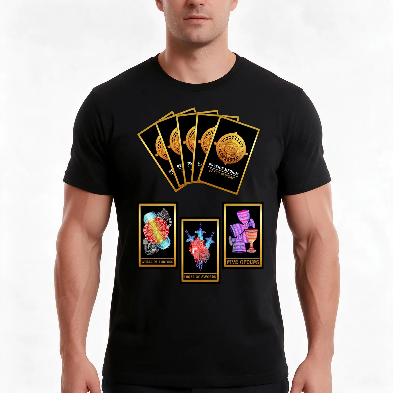 Tarot Card Design - Peter Morgan - Psychic Medium Edition T-Shirt, Summer Casual Cotton Tee, Oversized Streetwear Tops