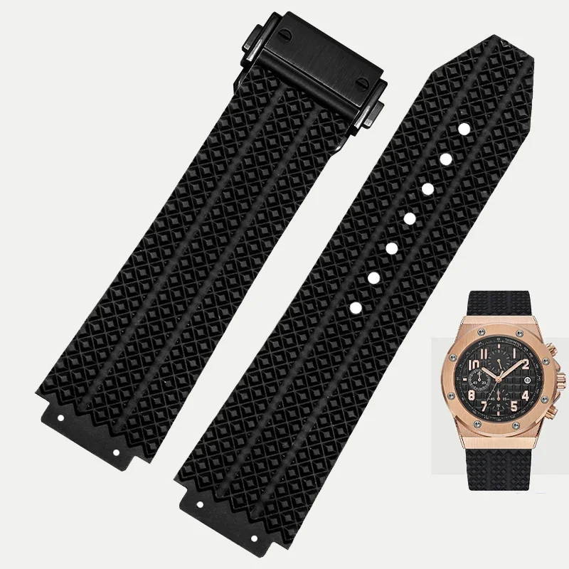 

Soft silicone rubber watch strap For HUBLOT Hengbao watch strap, Yubo Big Bang classic fusion Yubo raised strap 26-19mm
