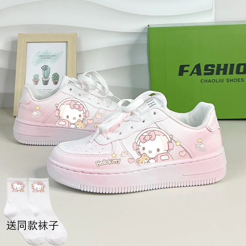 Hello Kitty Board Shoes Sanrio Kuromi Tennis Shoes Cinnamorol Basket Shoes Kawaii Kids Casual Sneakers Cartoon Kitty White Shoes