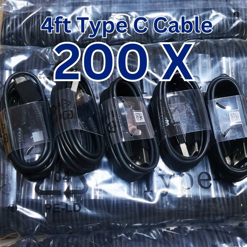 200X Lot 15W For Samsung Galaxy Android Phone USB Type C Cable Fast Charger Cord 4ft